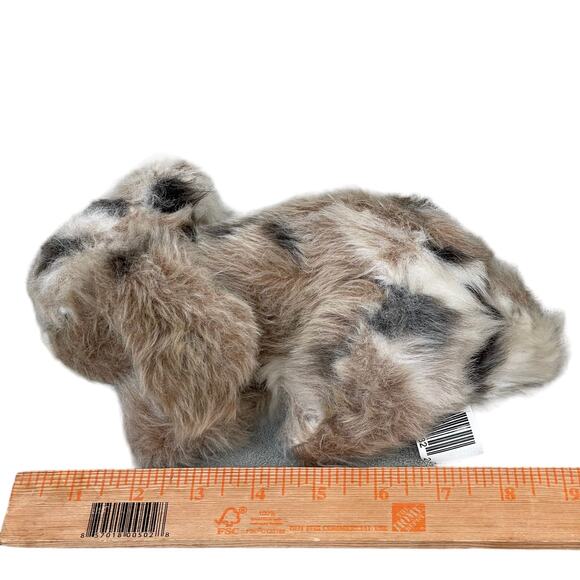 Realistic Bunny Rabbit Plush Holland Lop Mottled Spotted Brown Stuffed Animal - Picture 4 of 11
